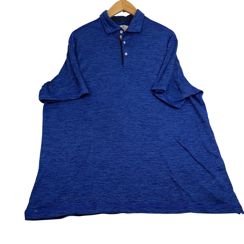 Cremieux Club 38 Mens XL Blue Space Dye Heather Performance Polo Shirt Short Slv